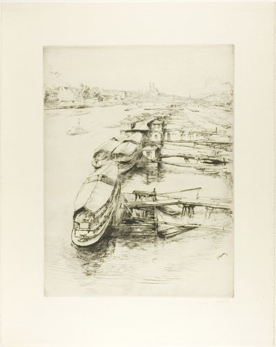 Barges at Auteuil by Gustave Leheutre