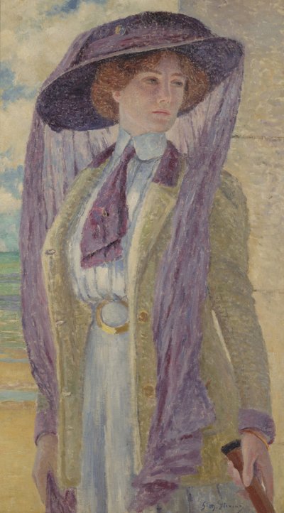 Woman with a Purple Hat by Gustave Max Stevens