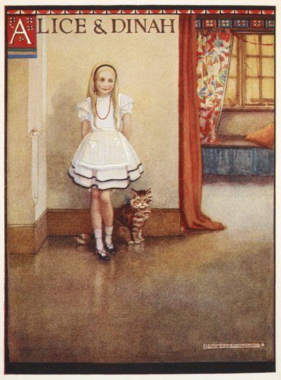 Alice and Dinah the tabby cat by Gwynedd M. Hudson