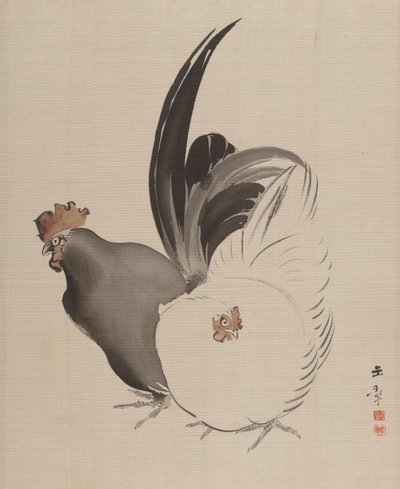 Cock and Hen by Gyokusho Kawabata