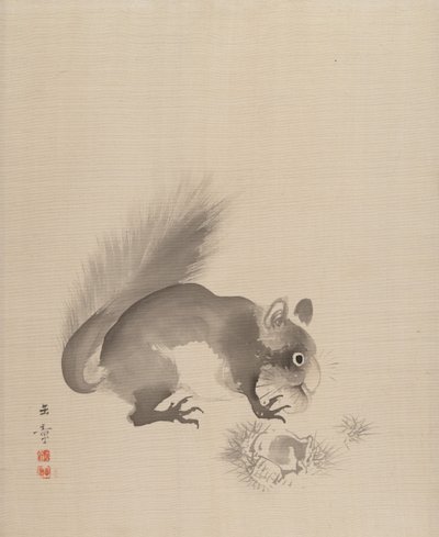 Squirrel Eating Chestnuts by Gyokusho Kawabata
