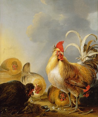A Group of Farmyard Fowl by Gysbert Hondecoeter