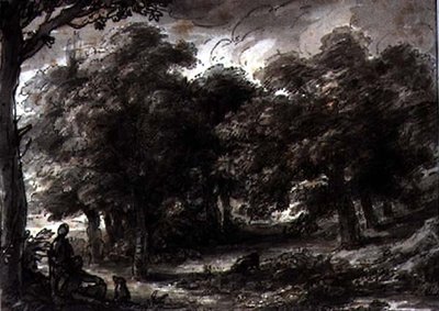 Wooded Landscape, with Figures by H.F. 1751 1812 Aylesford