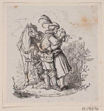 A Rider Kisses a Young Girl by H. C. Henneberg