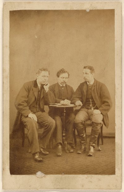 Three unidentified men, seated by H. Tollerton