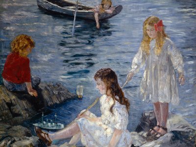 Girls Playing at the Beach by Halfdan Frithjof Strom