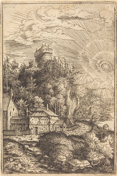 Landscape with a Castle and Radiating Sun by Hanns Lautensack