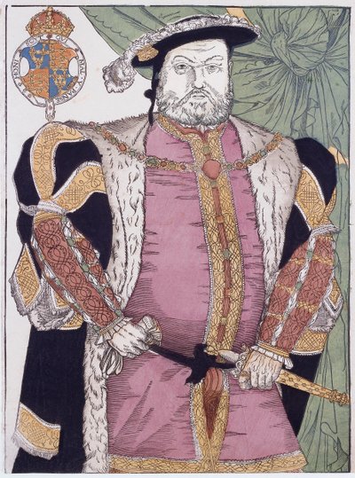 King Henry VIII of England (engraving) by Hans (after) Holbein