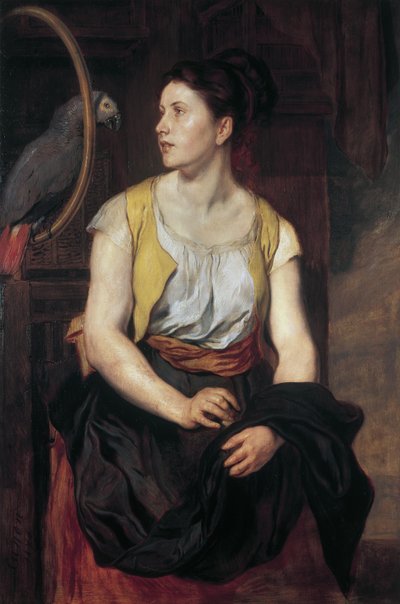 Girl with Parrot by Hans Canon