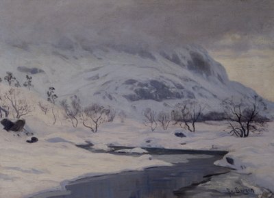 Mountain Landscape, Winter by Hans Fredrik Henriksen Borgen