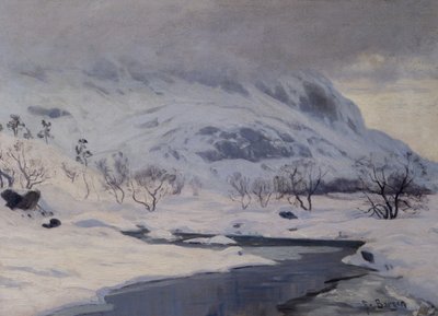 Mountain landscape, winter by Hans Fredrik Henriksen Borgen