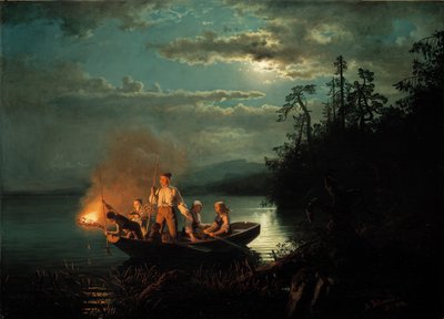 Night Spear Fishing on the Krøderen Lake by Hans Gude