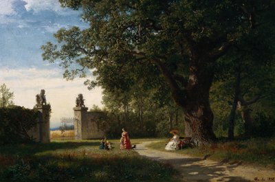 Park Landscape with Figure by Hans Gude