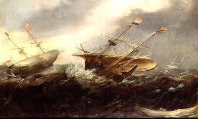 Dutch men-of-war in a gale by Hans I Savery