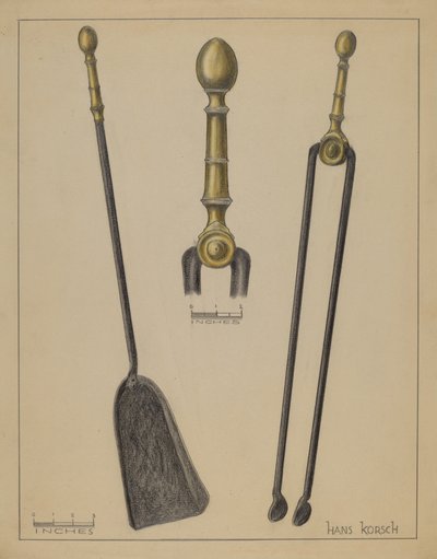 Fire Tongs and Shovel by Hans Korsch