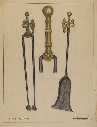 Fireplace Set by Hans Korsch