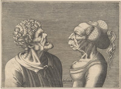 Two Grotesque Heads, 1538-73 by Hans Liefrinck