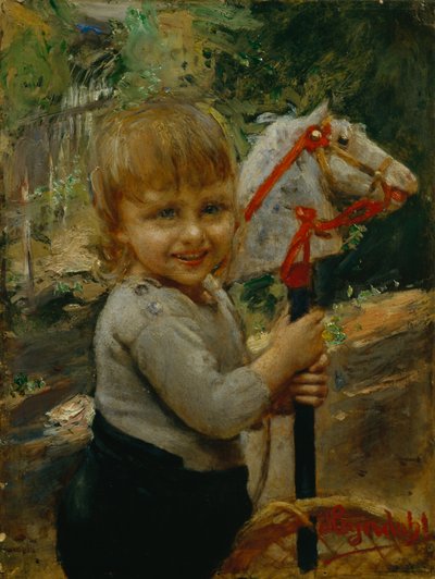 Boy with Hobby Horse by Hans Olaf Heyerdahl