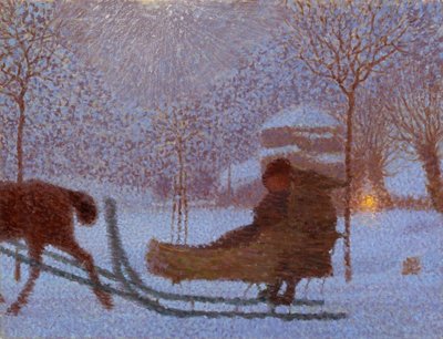 Winter Landscape with Sleigh by Hans Olde sen.