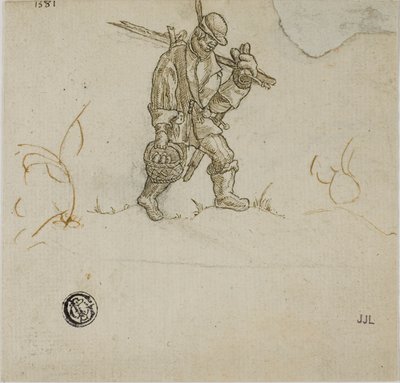 Peasant Carrying Bucket by Hans Sebald Beham