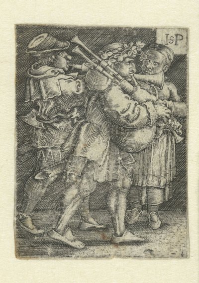Two Musicians and a Girl by Hans Sebald Beham