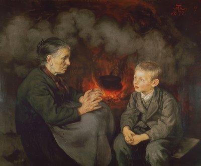Grandmother Tells Fairy Tales by Hans Thoma
