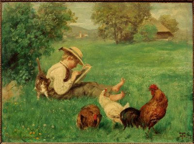 After School. Beginnings of Art by Hans Thoma