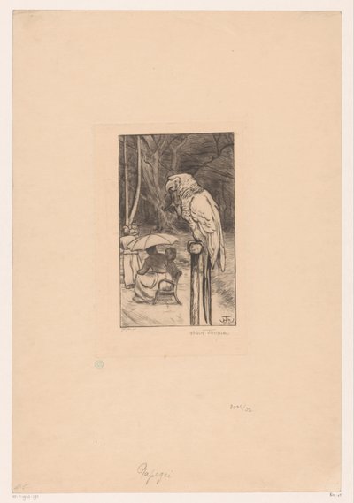 Parrot and Four Figures by Hans Thoma