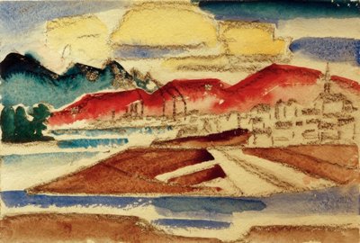 Landscape with Red Mountains by Hans Thuar