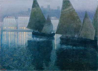 Moonlit Night in an Istrian Harbor by Hans Wilt