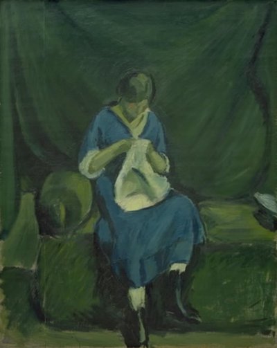 A Young Girl Sewing by Harald Giersing