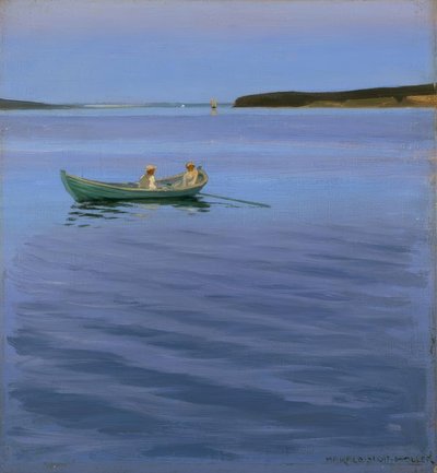 Boating Party on an Idyllic Lake by Harald Slott Moller