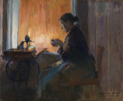 By Lamp Light by Harriet Backer