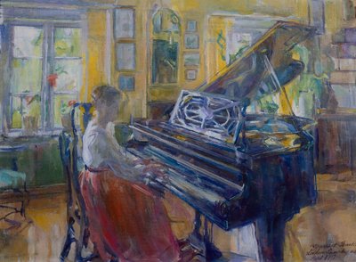 Music, interior from Loiten rectory by Harriet Backer