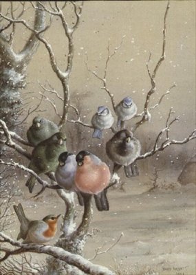 Birds on a Snowy Branch by Harry Bright