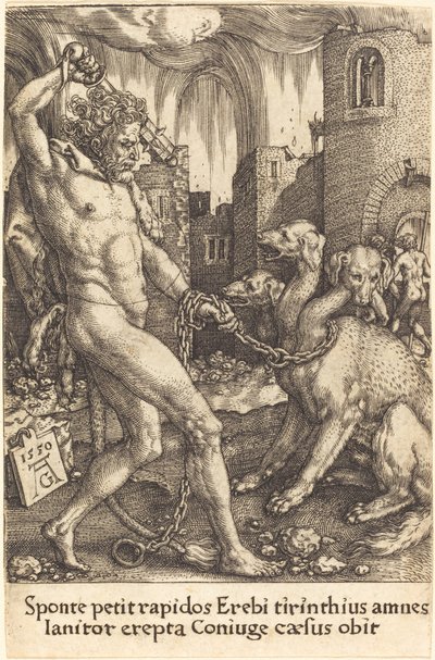 Hercules and Cerberus by Heinrich Aldegrever