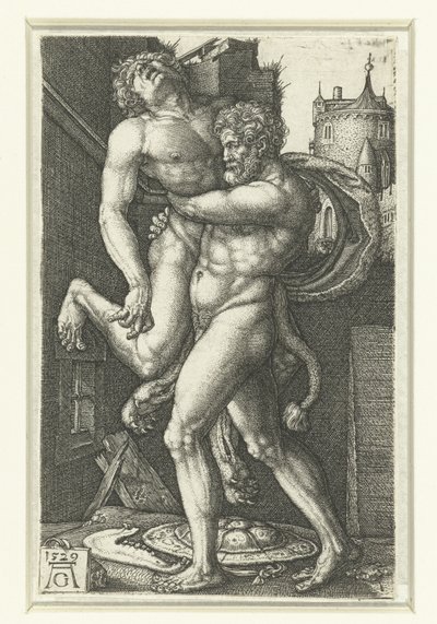 Hercules and Antaeus by Heinrich Aldegrever