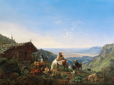 Drive to the Alm at the Benediktenwand by Heinrich Burkel