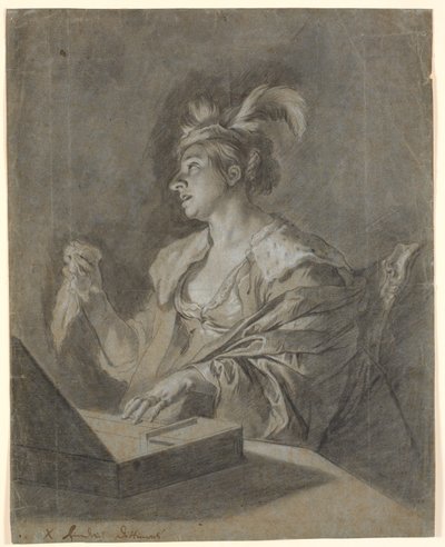 Seated woman by an open chest by Heinrich Dittmers