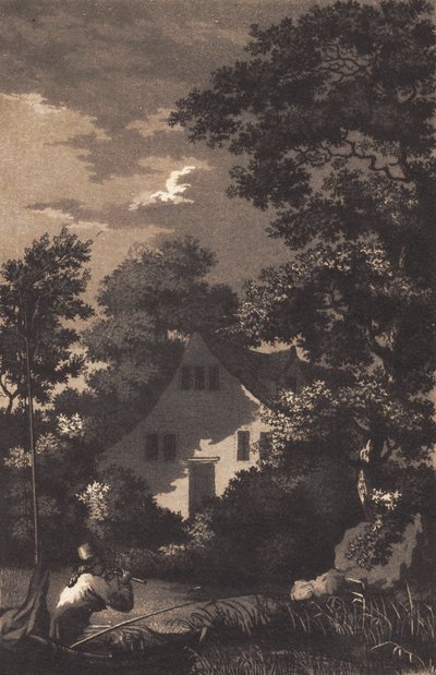 Landscape with Moonlight and Flute Player by Heinrich Grosch