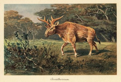 Sivatherium giganteum in a Jungle Clearing by Heinrich Harder