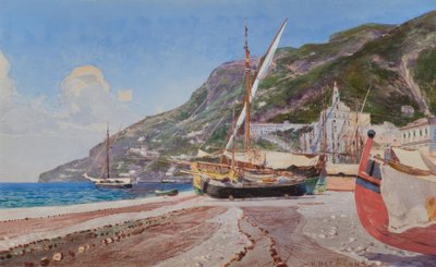 Amalfi, Fishing Boats on the Beach by Heinrich Hermanns