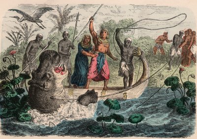 Ancient Egypt: Pharaoh Hunting Hippopotamus, 1866 by Heinrich Leutemann