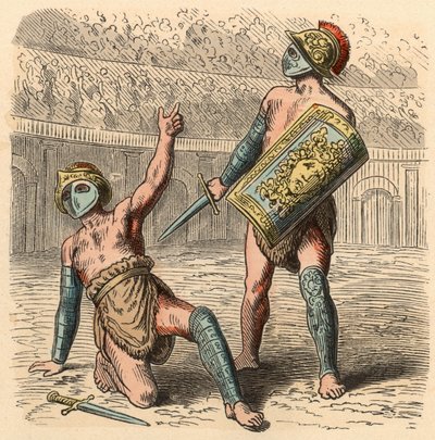 Ancient Rome: Gladiator Fights in Amphitheatre by Heinrich Leutemann