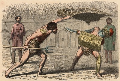 Ancient Rome: Gladiator fights in amphitheatre by Heinrich Leutemann
