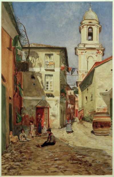 H. Petersen-Flensburg, Street in Sestri Levante by Heinrich Petersen Flensburg