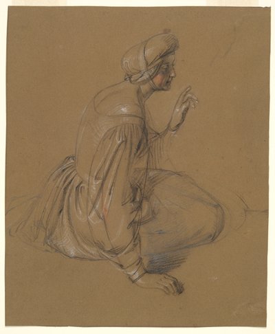 Study of a Seated Woman: St. Elizabeth by Heinrich Schwemminger