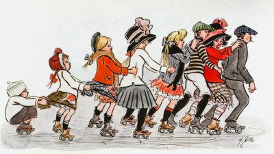 Roller Skating Club Around the Alex by Heinrich Zille