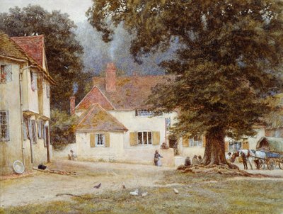 A Cart by a Village Inn by Helen Allingham