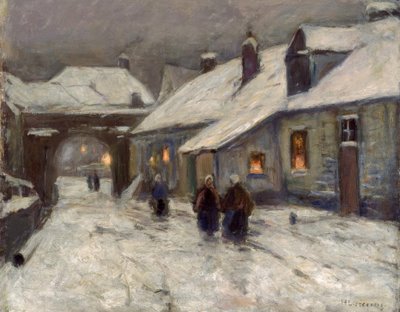 Winter Village Street by Helmuth Liesegang